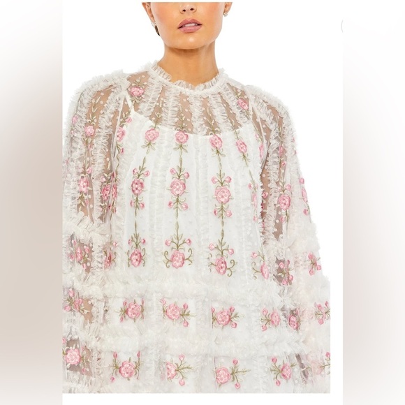 Mac Duggal Floral Lace Mini Dress - Picture 3 of 10